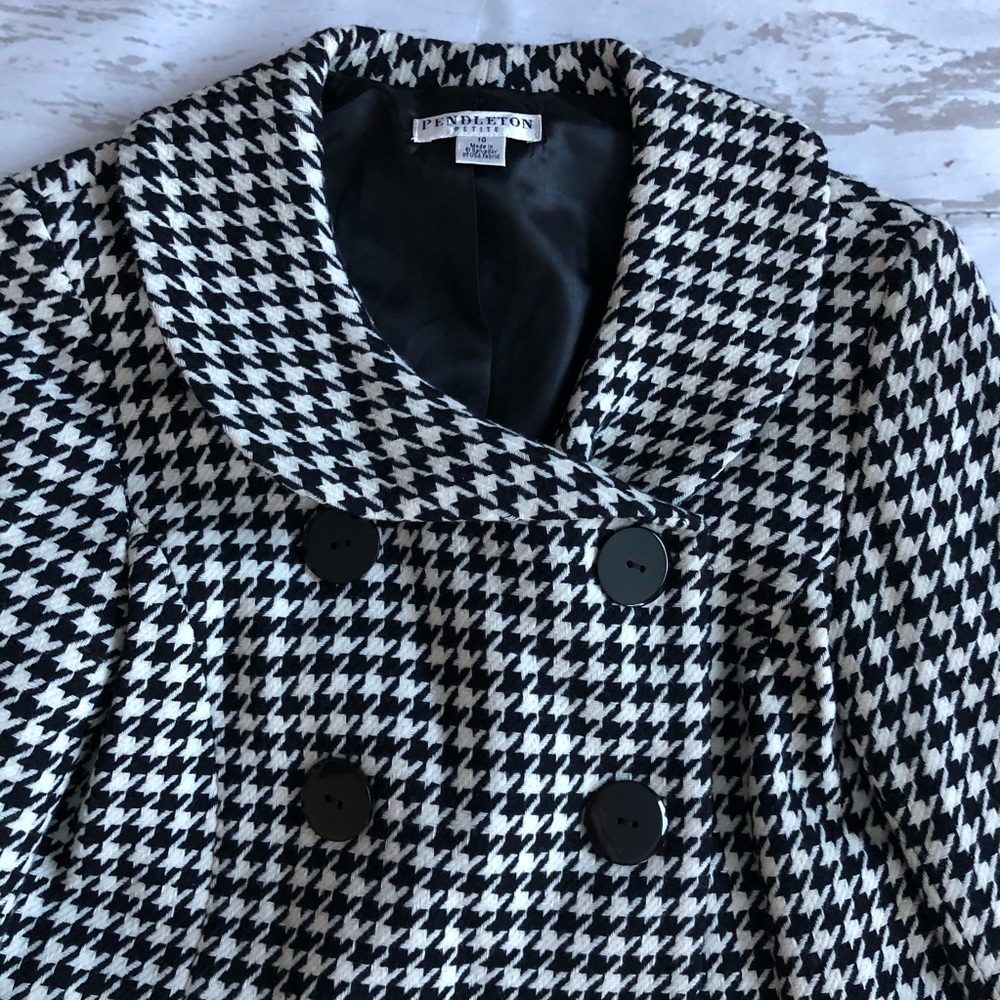 Pendleton Houndstooth Blackwhite Jacket Petite 10 - image 3